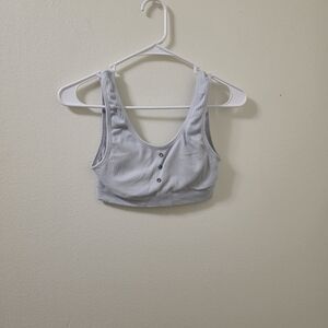 Lucky Brand Light Gray Ribbed Sports Bra